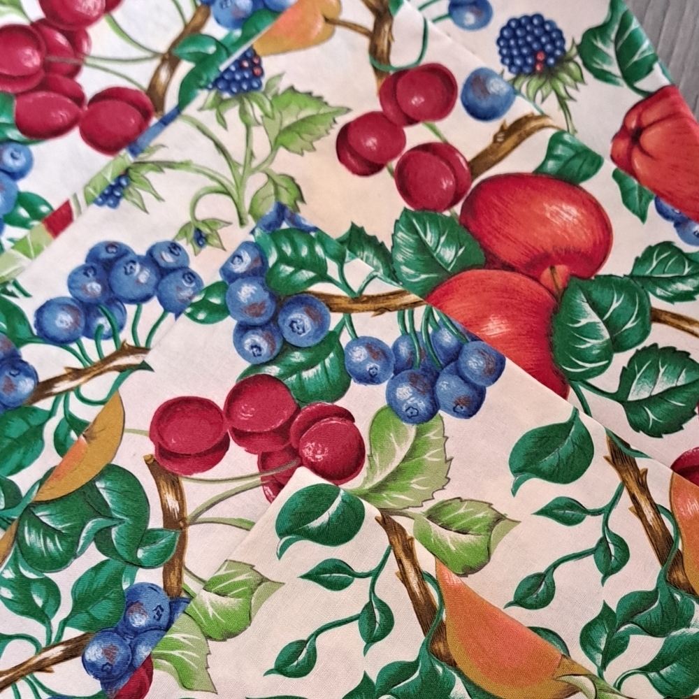 VTG KAY DEE RHAPSODY quilted fruit orchard placements napkins farmhouse USA - Picture 8 of 9